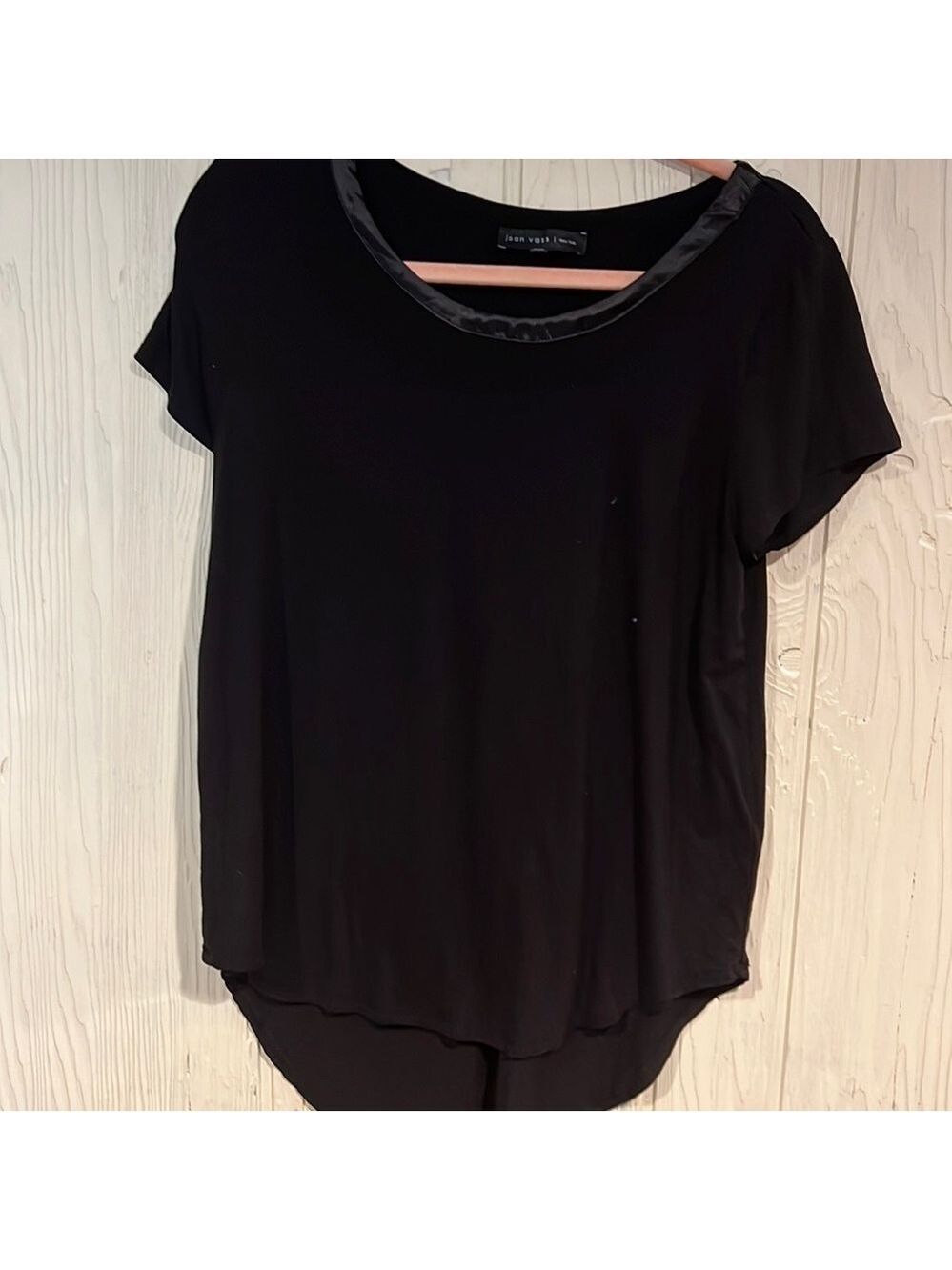 Joan Vass High Low Top Large Satin Collar